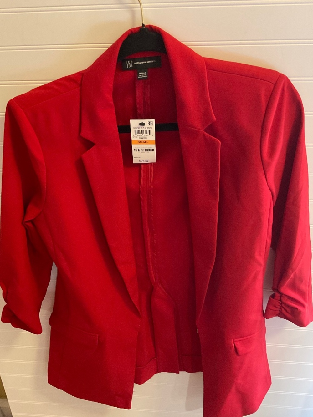 INC International Concepts Glam Red Longline Blazer Jacket Small NWT